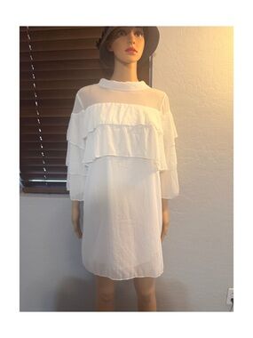 $7 White Ruffle Tiered Shift Dress New $7 WHEN BUNDLED WITH 3 OR MORE ITEMS